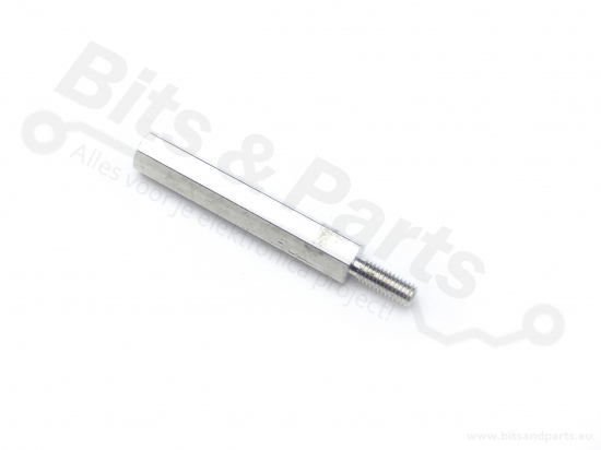 Afstandsbus/Spacer/Standoff M3/M3 messing/nikkel met draadeind 30mm